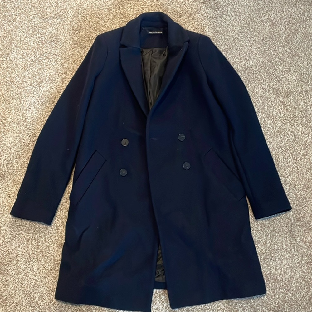 Zara Outerwear | Midi Trench Coat | Dark Blue